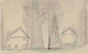 Two Houses And Two Trees by Alfred Wallis