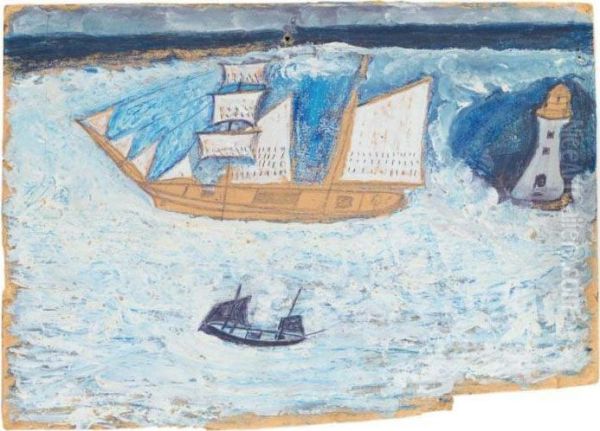 Schooner Boat And Lighthouse - view 1