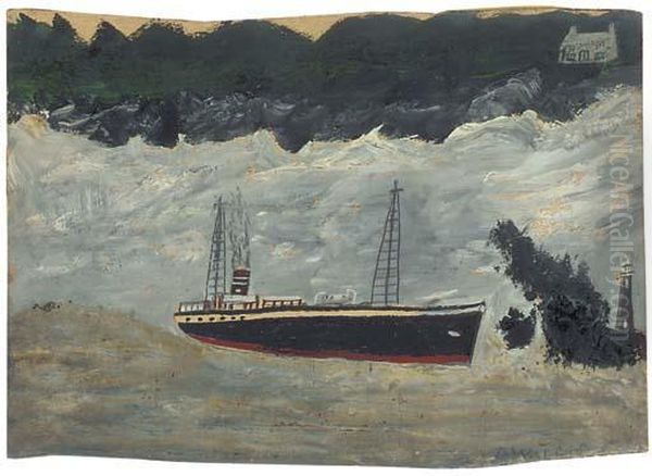 Steamer Approaching Lighthouse - view 1