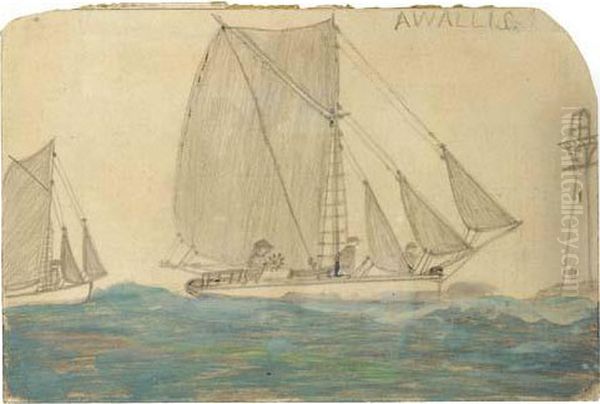 Sailing Boat With Figures And Lighthouse - view 1