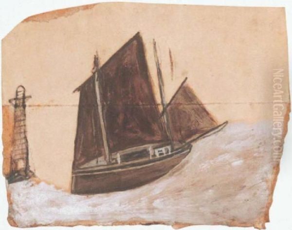 Double-mastered Ship With Lighthouse - view 1