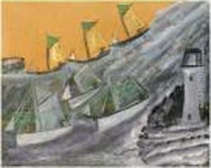 Lighthouse And Six Boats