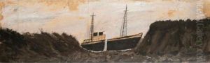 Steamer In Rough Sea by Alfred Wallis