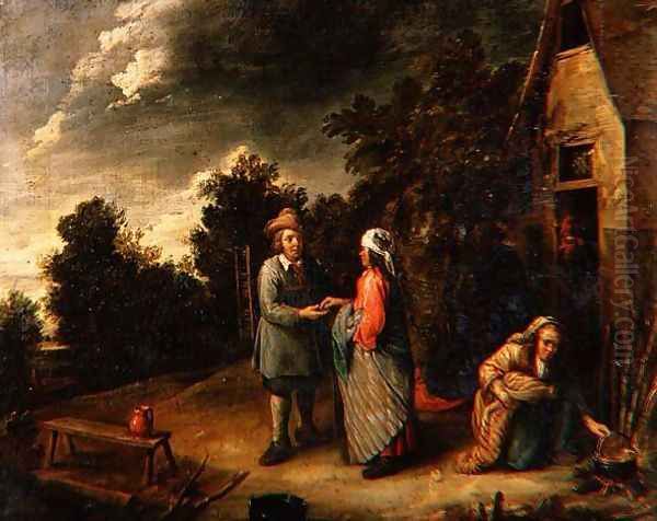 Peasants by a Cottage - view 1