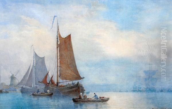 Dutch Barges In A Calm - view 1
