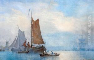 Dutch Barges In A Calm