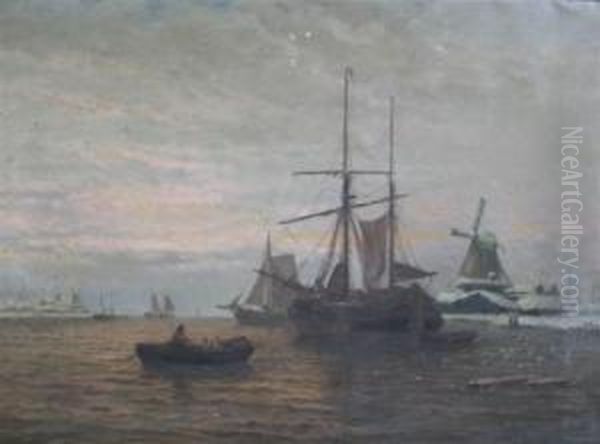 Shipping Off The Dutch Coast In Winter - view 1