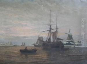 Shipping Off The Dutch Coast In Winter
