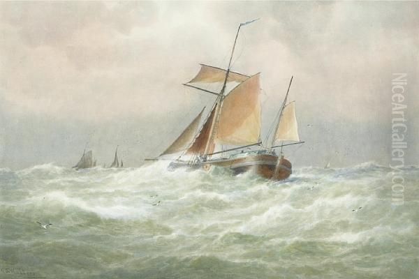 A Dutch Fishing Boat In Heavy Seas - view 1
