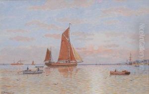Boats Off Yarmouth At Sundown