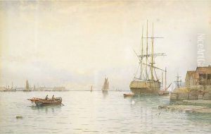 Shipping In A Harbour by George Stanfield Walters