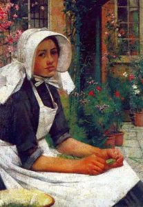 Girl Shelling Peas by Albert Chevallier Tayler