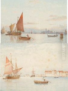 Venetian Lagoon With Fishing Boats And Gondolas,and Another Similar