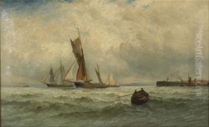 Yachts And Fishing Boats Off A Jetty