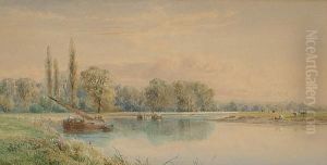 Boat On A River With Cattle Grazing In The Distance