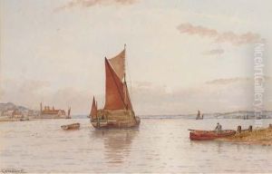 A Loaded Timber Barge On The Medway by George Stanfield Walters