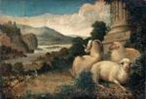 Pastoral Landscape With Ruins And Restingsheep by James Ward
