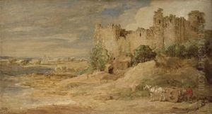A Castle By The Sea, Possibly Manorbier Castle, Pembrokeshire by James Ward