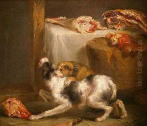 A Kitchen Interior Withdogs Fighting by James Ward