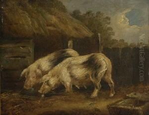 Zwei Schweine Vor Dem
Stall. by James Ward