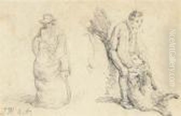 Two Studies Of Sheep Shearing - view 1