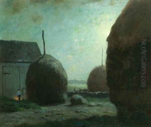 Newbury Haystacks in Moonlight by Dwight William Tryon