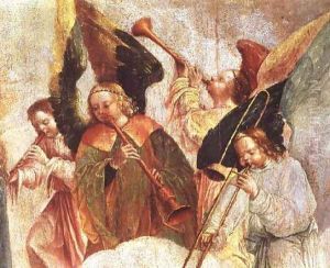Four angels playing instruments (detail-2)