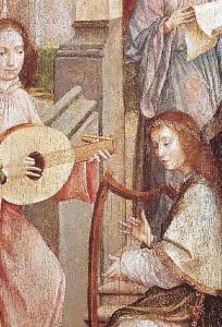 The Annunciation (detail of two Angels Playing Instruments)