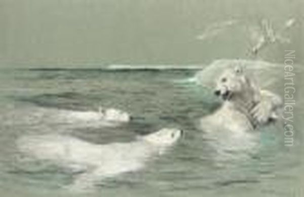 A Polar Bear Defending His Catch - view 1