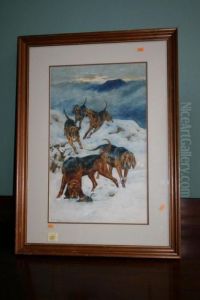 Hunting Hounds On A Snow Covered Mountain