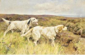 A Blue And An Orange Belton Setter On The Trail by Arthur Wardle
