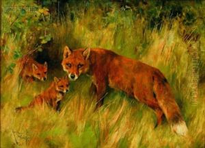 Fox And Kits by Arthur Wardle