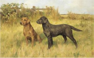 Two Labradors by Arthur Wardle