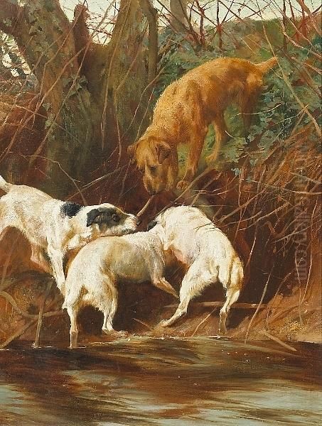 Four Terriers Going To Ground - view 1