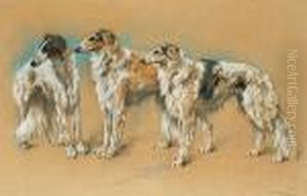 Three Borzoi - view 1