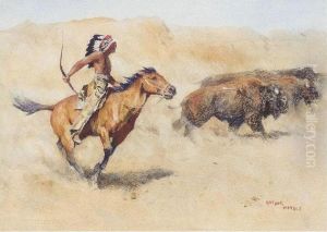Red Indian Hunting Buffalo by Arthur Wardle