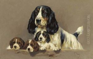A Cocker Spaniel With Her Puppies