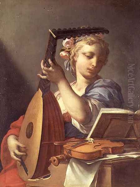 Personification of Music A Young Woman Playing a Lute - view 1