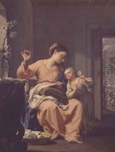 Madonna Sewing, 1690 by Francesco Trevisani