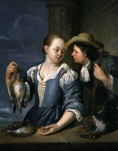 A Young Couple Returning from Shooting with Game, 1678 by Jacob Toorenvliet
