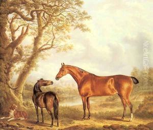 Hunters and a Spaniel in an Extensive Landscape by Charles Towne