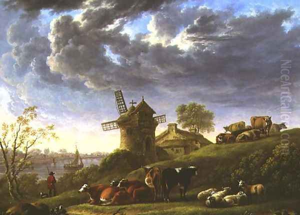 Sunlit Pastures by a Riverside Village - view 1