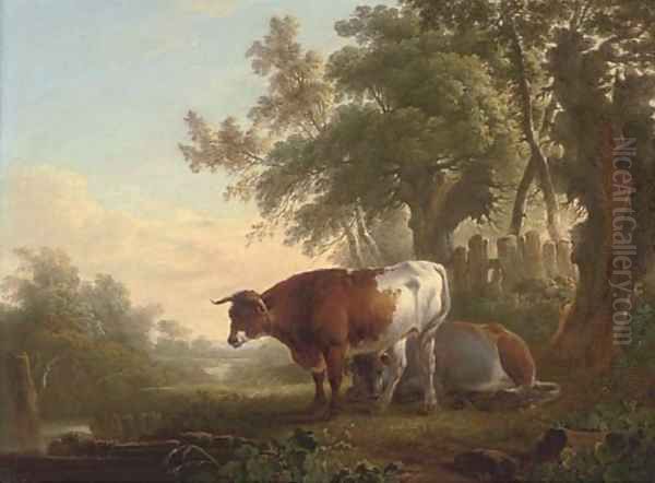 Cattle on a riverbank - view 1