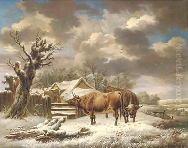 Livestock in a winter landscape - view 1