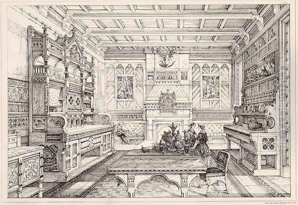 Dining Room, from Examples of Ancient and Modern Furniture, 1876 - view 1