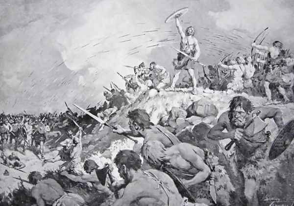 The Battle of Mons Badonicus, c.500 AD, illustration from The History of the Nation - view 1
