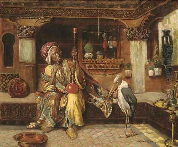 Oriental smoker with hookah and marabou - view 1