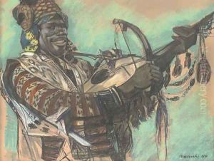 A street musician by Gyula Tornai