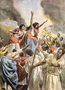 The Royal Princesses Preaching the Holy War in Madagascar, from Le Petit Journal, 9th December 1894 by Oswaldo Tofani