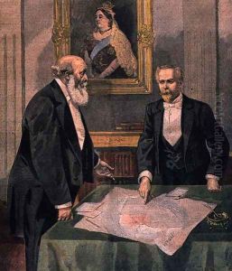 Anglo-French Convention signed in London by Paul Cambon (1843-1924) the French Ambassador, and Lord Salisbury (1830-1904) the British Prime Minister, from Le Petit Journal, 9th April 1899 by Oswaldo Tofani